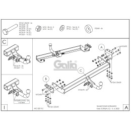 S129A GALIA Полностью оцинкованный фаркоп на SsangYong Actyon 2011-2016. Тип шара: A. Установка без снятия и выреза бампера. Нагрузки: 2000/100 кг, масса фаркопа 16,