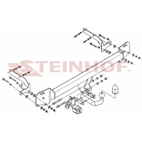 T-106 STEINHOF Фаркоп на Toyota Camry (версия американская) 2006-2011 без подрезки бампера. Тип шара: A. Нагрузки: 1800/80 кг, масса фаркопа 18,1 кг (без электрики в комплекте)