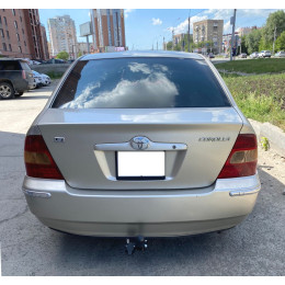 H.T44.A HALTY Фаркоп на Toyota Corolla E120 седан 2000-2006. Требуется подрезка бампера. Тип шара: A. Нагрузки: 1000/60 кг, масса фаркопа 14,7 кг