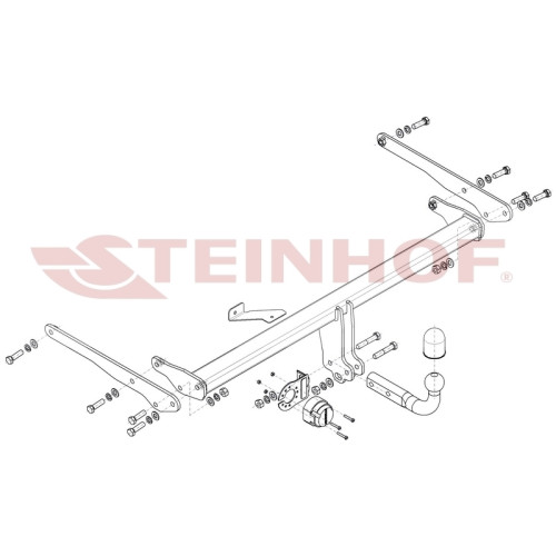 V-081 STEINHOF Фаркоп на Volkswagen Taigo CS1, кроме R-Line 09/2021- без подрезки бампера. Тип шара: A. Нагрузки: 1400/90 кг (без электрики в комплекте)