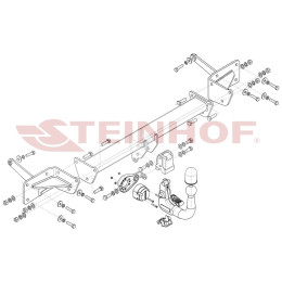 V-084 STEINHOF Фаркоп на Volkswagen T7 Multivan STM, STN 08/2021- без подрезки бампера. Тип шара: AV (вертикальное быстросъемное крепление шара на ключе). Нагрузки: 2000