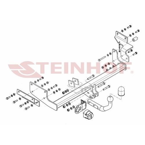 V-286 STEINHOF Фаркоп на Volvo S40 седан 07/2000-2003, Volvo V40 универсал 07/2000-03/2004. Требуется подрезка бампера. Тип шара: A. Нагрузки: 1500/75 кг, масса фаркопа 17,8 кг (без электрики в комплекте)