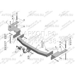 TY 19 AVTOS Фаркоп на Toyota Land Cruiser 200 2007-2021, Lexus LX 2007-2022. Необходима подрезка бампера. Тип шара: A. Нагрузки: 2700/100 кг, масса фаркопа 10,5 кг (без электрики 