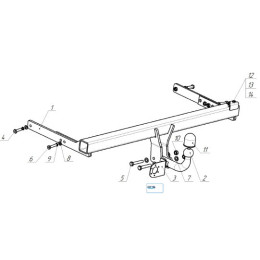 2155-A ORIS Фаркоп на Skoda Kodiaq 2017-2023, Volkswagen Tiguan II 2016-2024, Skoda Karoq 2017-, Seat Ateca 2016- без выреза в бампере. Тип шара: A. Нагрузки: 2530/100 кг, масса фаркопа 18 кг (без
