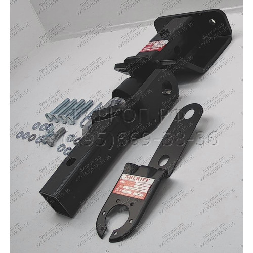 3981.31 SHERIFF Фаркоп на Volkswagen Amarok 2010-2022 без подрезки бампера. Тип шара: E (Легкосъемный, под американский квадрат 50 мм * 50 мм). Нагрузки: 2500/120 кг, масса фаркопа 8,22 кг (без электрики в комплекте)
