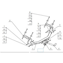 3985-A ORIS Фаркоп на Ford Ecosport 2WD/4WD 2014-2019 без выреза в бампере. Тип шара: A. Нагрузки: 1200/75 кг, масса фаркопа 18,4 кг (без электрики в комплекте)
