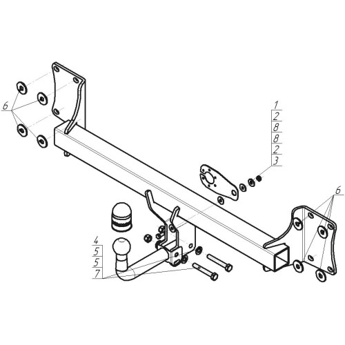 90201-A MOTODOR Фаркоп с оцинкованным шаром на BMW X5 E70 2007-2013, X5 F15 2013-2018, BMW X6 F16 2014-2019, кроме моделей с M-пакетом. Невидимый вырез бампера. Тип шара: A. Нагрузки: 2000/100 кг, масса фаркопа 16,4 кг (без электрики в комплекте)