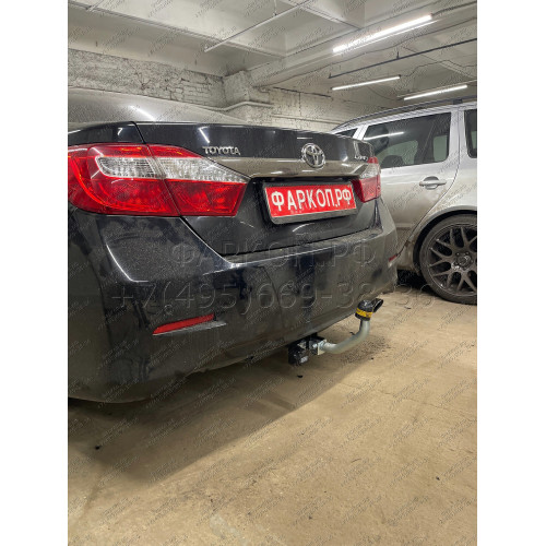 92516-A MOTODOR Фаркоп с оцинкованным шаром на Toyota Camry V40 2006-2011 (без выреза в бампере), V50 2011-2018 (невидимый вырез бампера). Тип шара: A. Нагрузки: 1200/75 кг, масса фаркопа 17,5 кг (без электрики в комплекте)