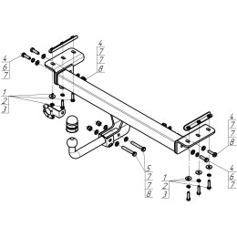 99003-A MOTODOR Фаркоп с оцинкованным шаром на Xcite X-Cross 7 2024-, Chery Tiggo 7 Pro 2020-2024, Chery Tiggo 7 Pro Max 2022-2024, 2024-, Exeed LX 2022- без выреза в бампере. Тип шара: A. Нагрузки