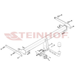 A-117 STEINHOF Фаркоп на Audi Q3 2019-2025, Audi Q3 Sportback 2019-2025. Требуется подрезка бампера. Тип шара: A. Нагрузки: 2500/120 кг, масса фаркопа 18 кг (без электрики в ко