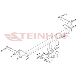 A-125 STEINHOF Фаркоп на Audi A3 седан/хетчбек 2020-. Требуется подрезка бампера. Тип шара: A. Нагрузки: 1800/100 кг, масса фаркопа 16,4 кг (без электрики в компл
