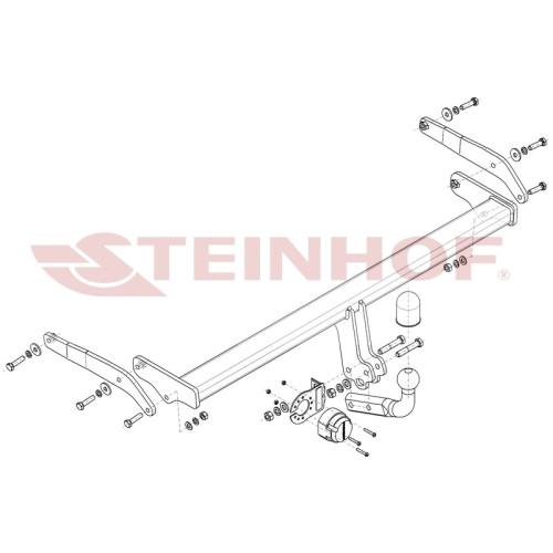 A-125 STEINHOF Фаркоп на Audi A3 седан/хетчбек 2020-. Требуется подрезка бампера. Тип шара: A. Нагрузки: 1800/100 кг, масса фаркопа 16,4 кг (без электрики в комплекте)