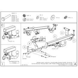 C072C GALIA Полностью оцинкованный фаркоп на Citroen Spacetourer 2016-, Peugeot Traveller 2016-, Citroen Jumpy 2016-, Peugeot Expert 2016-, Toyota Proace 2016-, Opel Zafira LIfe 2019-, Opel Vivaro 2019-, FIAT Scudo 2022-, FIAT
