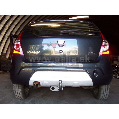 D040A GALIA Полностью оцинкованный фаркоп на Renault Sandero 2009-2014, Renault Sandero Stepway 2010-2014. Тип шара: A. Установка без снятия и выреза бампера. Нагрузки: 1200/75 кг, масса фаркопа 14,72 кг