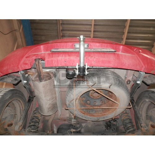 D040A GALIA Полностью оцинкованный фаркоп на Renault Sandero 2009-2014, Renault Sandero Stepway 2010-2014. Тип шара: A. Установка без снятия и выреза бампера. Нагрузки: 1200/75 кг, масса фаркопа 14,72 кг