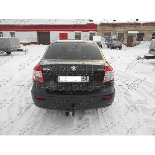 SZ 10 AVTOS Фаркоп на Suzuki SX4 седан 2006-2013 без подрезки бампера. Тип шара: A. Нагрузки: 1200/75 кг, масса фаркопа 19 кг (без электрики в комплекте)