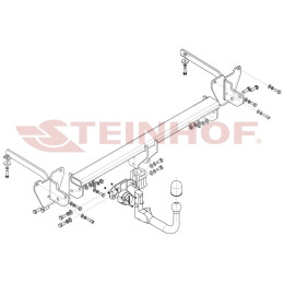 F-069 STEINHOF Фаркоп на FIAT Doblo, в т.ч. Maxi, кроме CNG 2010-2022, Opel Combo L1,L2, кроме CNG 2012-2018 без подрезки бампера. Тип шара: AV (вертикальное быстросъемное крепле