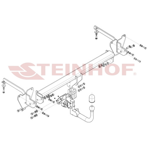 F-069 STEINHOF Фаркоп на FIAT Doblo, в т.ч. Maxi, кроме CNG 2010-2022, Opel Combo L1,L2, кроме CNG 2012-2018 без подрезки бампера. Тип шара: AV (вертикальное быстросъемное крепление шара на ключе). Нагрузки: 1500/75 кг, масса фаркопа 26,1 кг (без электрик