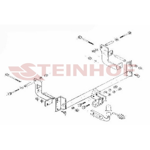 F-133 STEINHOF Фаркоп на Citroen Jumpy 1995-2006, Peugeot Expert 1995-2001, FIAT Scudo 1995-2001 без подрезки бампера. Тип шара: A. Нагрузки: 1800/80 кг, масса фаркопа 14,9 кг (без электрики в комплекте)