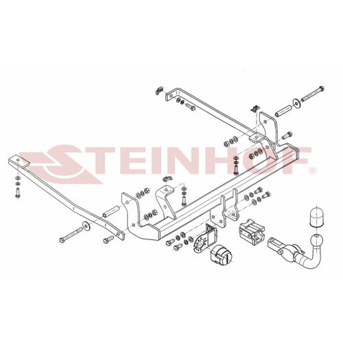 F-146 STEINHOF Фаркоп на Peugeot 807 2002-2014, FIAT Ulysse 2002-2011, Citroen C8 2002-2014, Lancia Phedra 2002-2010. Требуется подрезка бампера. Тип шара: AH (горизонтальное быстросъемное крепление шара на ключе). Нагрузки: 1900/100 кг, масса фаркопа 18,