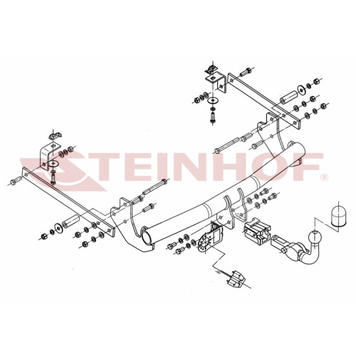 F-149 STEINHOF Фаркоп на Citroen Jumpy II (также Long L2) 2006-2016, FIAT Scudo II (также Long L2) 2007-2016, Peugeot Expert II (также Long L2) 2007-2016, Toyota Proace (также Long L2) 2013-2016. Требуется подрезка бампера. Тип шара: AH (горизонтальное бы