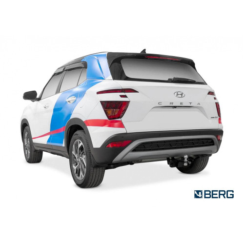F.2312.003 BERG Фаркоп на Hyundai Creta 2016-2021, 2021-2022, Solaris HC 2024-. Требуется подрезка бампера. Тип шара: E. Нагрузки: 1200/75 кг, масса фаркопа 15 кг (без электрики в комплекте)