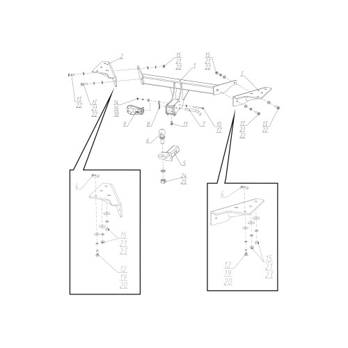 F.9416.002 BERG Фаркоп на Haval F7 2024-, Haval F7х 2025- без снятия и подрезки бампера. Тип шара: E. Нагрузки: 1500/75 кг, масса фаркопа 20,9 кг (без электрики в комплекте)
