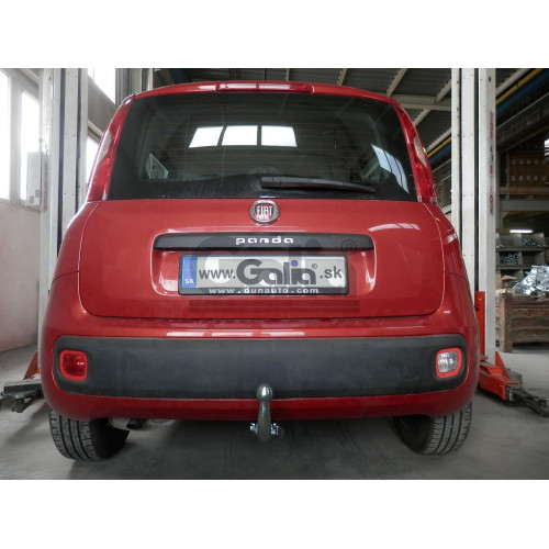 F128A GALIA Полностью оцинкованный фаркоп на FIAT Panda 2012-2022, Lancia Ypsilon 2011-2024. Тип шара: A. Без выреза бампера. Нагрузки: 1200/75 кг, масса фаркопа 13,82 кг