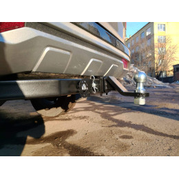 FA 0290-E Бизон Фаркоп на Mitsubishi Pajero Sport III рестайлинг 2021- без подрезки бампера. Тип шара: E (легкосъемный шар под квадрат). Нагрузки: 3200/120 кг. Не ком