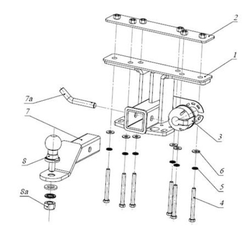 FA 0412-E Бизон Фаркоп на Nissan Pathfinder R51 2004-2014. Требуется подрезка бампера. Тип шара: E (легкосъемный шар под квадрат). Нагрузки: 2300/120 кг. Не комплектуется электрикой