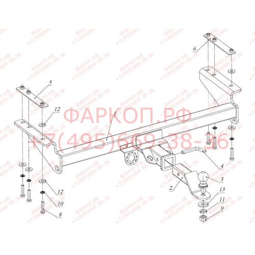 FA 0971-E Бизон Фаркоп на Toyota Hilux 2015-, JAC T6 2019-, JAC T8 2019-, JAC T8 Pro 2023-, Sollers ST6 2023-, Sollers ST8 2024- без подрезки бампера. Тип шара: E (легкосъемный шар под квадрат). Нагрузки: 3500/120 кг. Не комплектуется электрикой