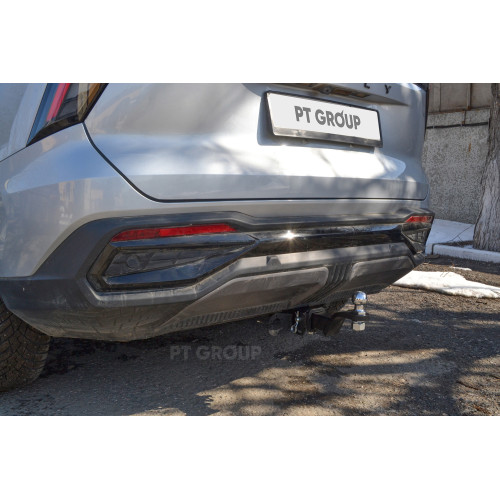 GEA-23-991122.00 PT GROUP Фаркоп на Geely Atlas 2024-. Необходима подрезка бампера. Тип шара: E (легкосъемный шар под квадрат). Нагрузки: 1200/50 кг, масса фаркопа 20 кг (без электрики в комплекте)