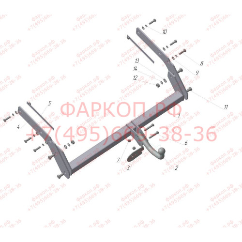 GW 01 AVTOS Фаркоп на Great Wall Deer 2005-2009 без подрезки бампера. Тип шара: A. Нагрузки: 2000/75 кг, масса фаркопа 20 кг (без электрики в комплекте)