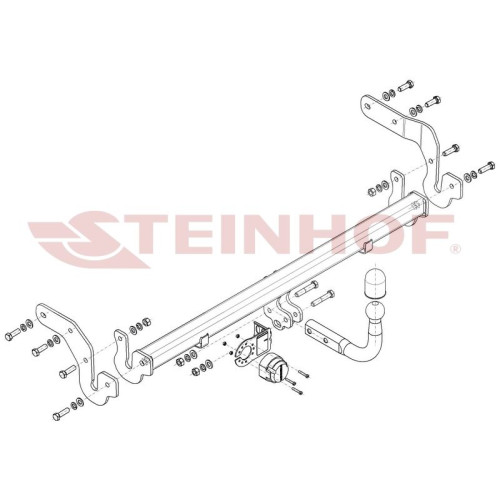 H-268 STEINHOF Фаркоп на Hyundai Matrix 2001-2010 без подрезки бампера. Тип шара: A. Нагрузки: 1300/70 кг, масса фаркопа 15,5 кг (без электрики в комплекте)