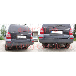 H046A GALIA Полностью оцинкованный фаркоп на Hyundai Terracan 2001-2007. Тип шара: A. Установка без снятия и выреза бампера. Нагрузки: 2800/115 кг, масса фаркопа 15,