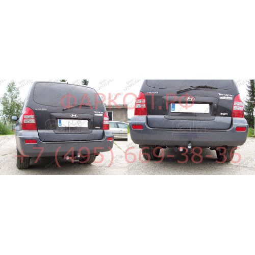 H046A GALIA Полностью оцинкованный фаркоп на Hyundai Terracan 2001-2007. Тип шара: A. Установка без снятия и выреза бампера. Нагрузки: 2800/115 кг, масса фаркопа 15,5 кг