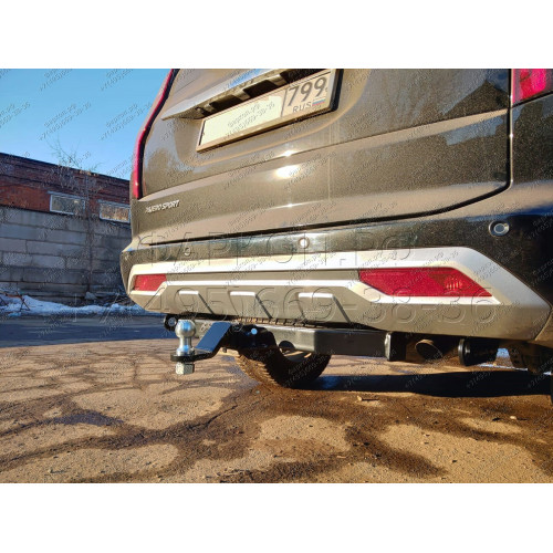 FA 0290-E Бизон Фаркоп на Mitsubishi Pajero Sport III рестайлинг 2021- без подрезки бампера. Тип шара: E (легкосъемный шар под квадрат). Нагрузки: 3200/120 кг. Не комплектуется электрикой
