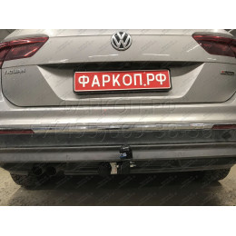2155-A ORIS Фаркоп на Skoda Kodiaq 2017-2023, Volkswagen Tiguan II 2016-2024, Skoda Karoq 2017-, Seat Ateca 2016- без выреза в бампере. Тип шара: A. Нагрузки: 2530/100 кг, масса фаркопа 18 кг (без