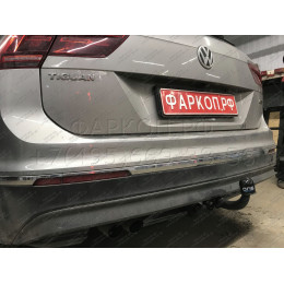 2155-A ORIS Фаркоп на Skoda Kodiaq 2017-2023, Volkswagen Tiguan II 2016-2024, Skoda Karoq 2017-, Seat Ateca 2016- без выреза в бампере. Тип шара: A. Нагрузки: 2530/100 кг, масса фаркопа 18 кг (без