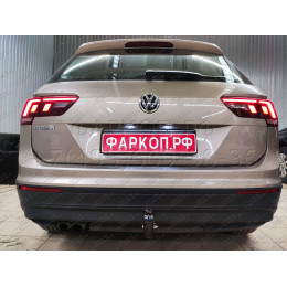 2155-A ORIS Фаркоп на Skoda Kodiaq 2017-2023, Volkswagen Tiguan II 2016-2024, Skoda Karoq 2017-, Seat Ateca 2016- без выреза в бампере. Тип шара: A. Нагрузки: 2530/100 кг, масса фаркопа 18 кг (без