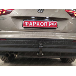 2155-A ORIS Фаркоп на Skoda Kodiaq 2017-2023, Volkswagen Tiguan II 2016-2024, Skoda Karoq 2017-, Seat Ateca 2016- без выреза в бампере. Тип шара: A. Нагрузки: 2530/100 кг, масса фаркопа 18 кг (без