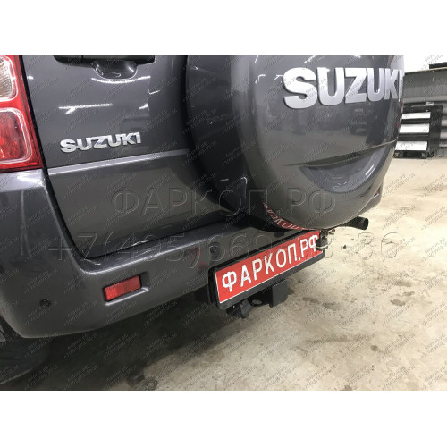 FA 0375-E Бизон Фаркоп на Suzuki Grand Vitara II 5 дверей 2005-2015. Требуется подрезка бампера. Тип шара: E (легкосъемный шар под квадрат). Нагрузки: 2600/120 кг. Не комплектуется электрикой