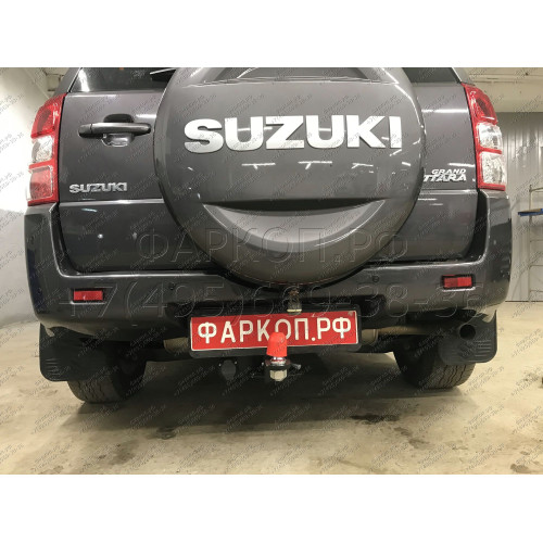 FA 0375-E Бизон Фаркоп на Suzuki Grand Vitara II 5 дверей 2005-2015. Требуется подрезка бампера. Тип шара: E (легкосъемный шар под квадрат). Нагрузки: 2600/120 кг. Не комплектуется электрикой