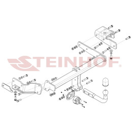 K-091 STEINHOF Фаркоп на Kia Sorento 2020- без снятия и подрезки бампера. Тип шара: A. Нагрузки: 2500/120 кг, масса фаркопа 22,55 кг (без электрики в комплекте)