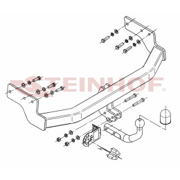 M-034 STEINHOF Фаркоп на Mazda CX-9 2007-2012 без снятия и подрезки бампера. Тип шара: A. Нагрузки: 1900/85 кг, масса фаркопа 18,6 кг (без электрики в комплекте)