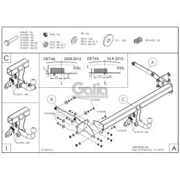 M127A GALIA Полностью оцинкованный фаркоп на Mercedes GLK-Class x204 2008-2015. Подрозетник убирается за бампер. Тип шара: A. Невидимый вырез бампера. Нагрузки: 2