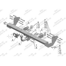 MB 03 AVTOS Фаркоп на Mercedes Viano w638 1996-2003, Mercedes Vito w638 1996-2003 без подрезки бампера. Тип шара: A. Нагрузки: 2000/100 кг, масса фаркопа 23 кг (без электрики в комп