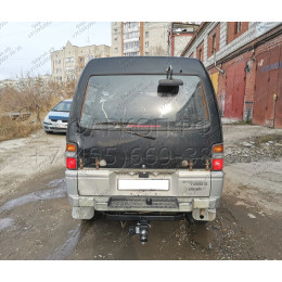 H.M16.E HALTY Фаркоп на Mitsubishi Delica 3 поколение 1986-1999 без подрезки бампера. Тип шара: E. Нагрузки: 750/75 кг, масса фаркопа 21,4 кг