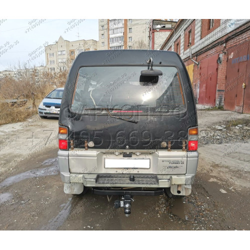 H.M16.E HALTY Фаркоп на Mitsubishi Delica 3 поколение 1986-1999 без подрезки бампера. Тип шара: E. Нагрузки: 750/75 кг, масса фаркопа 21,4 кг