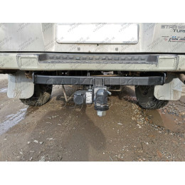 H.M16.E HALTY Фаркоп на Mitsubishi Delica 3 поколение 1986-1999 без подрезки бампера. Тип шара: E. Нагрузки: 750/75 кг, масса фаркопа 21,4 кг